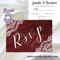 Rustic Wedding RSVP card,Vintage Lace Wedding RSVP card,(017w)